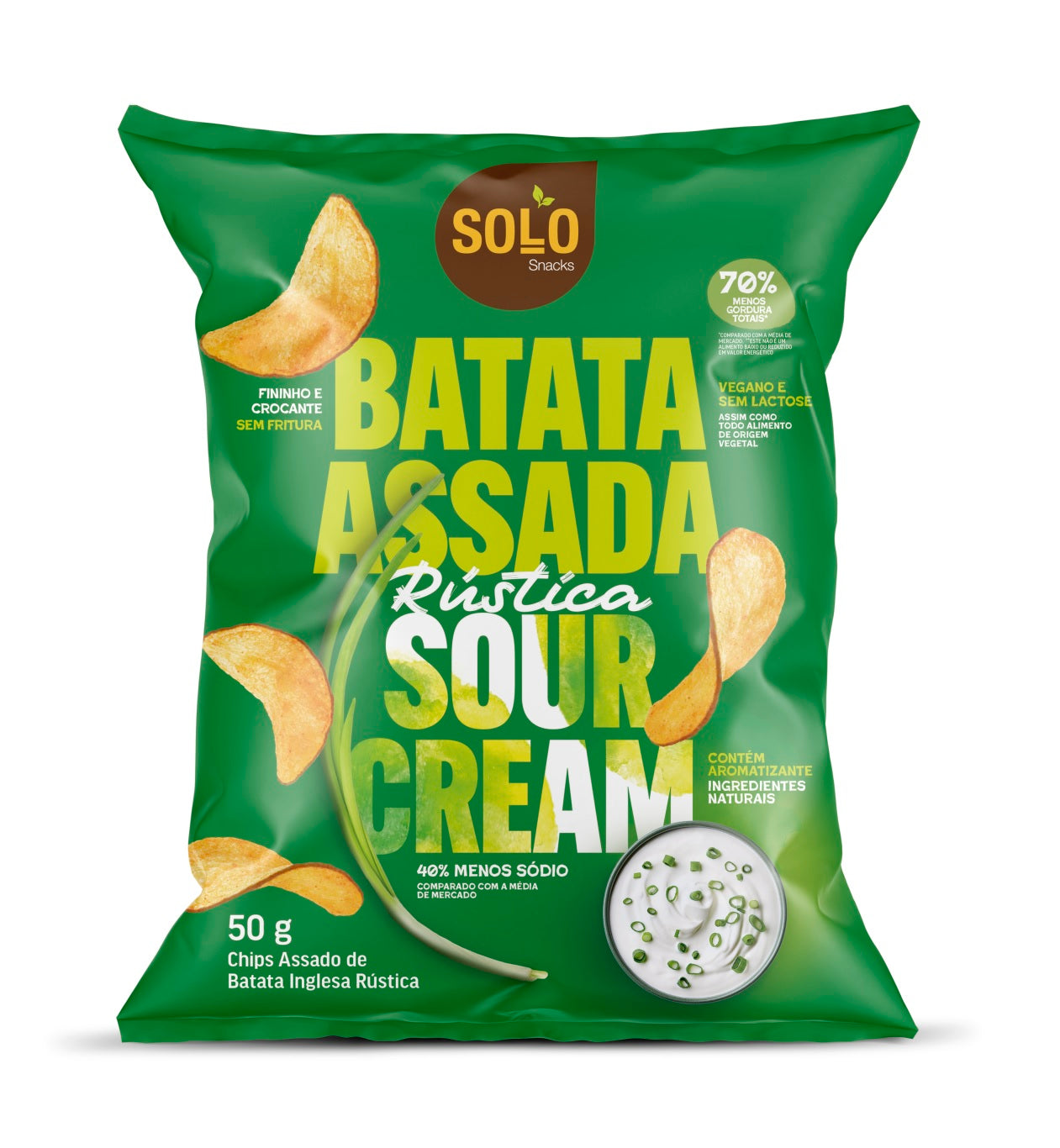 Chips Assado de Batata Inglesa Rústica Sour Cream Solo Snacks