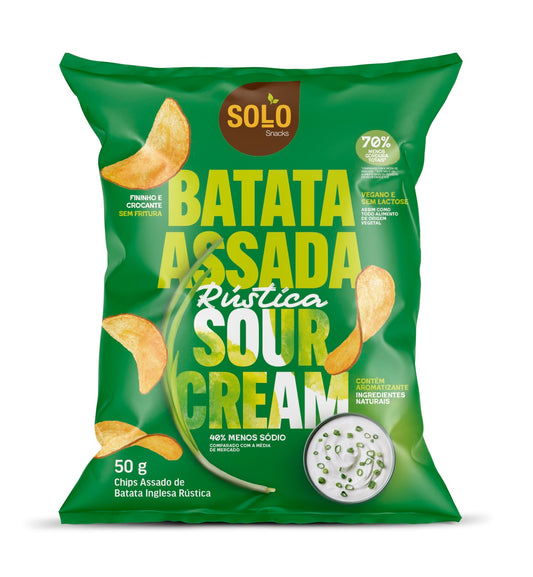 Chips Assado de Batata Inglesa Rústica Sour Cream Solo Snacks