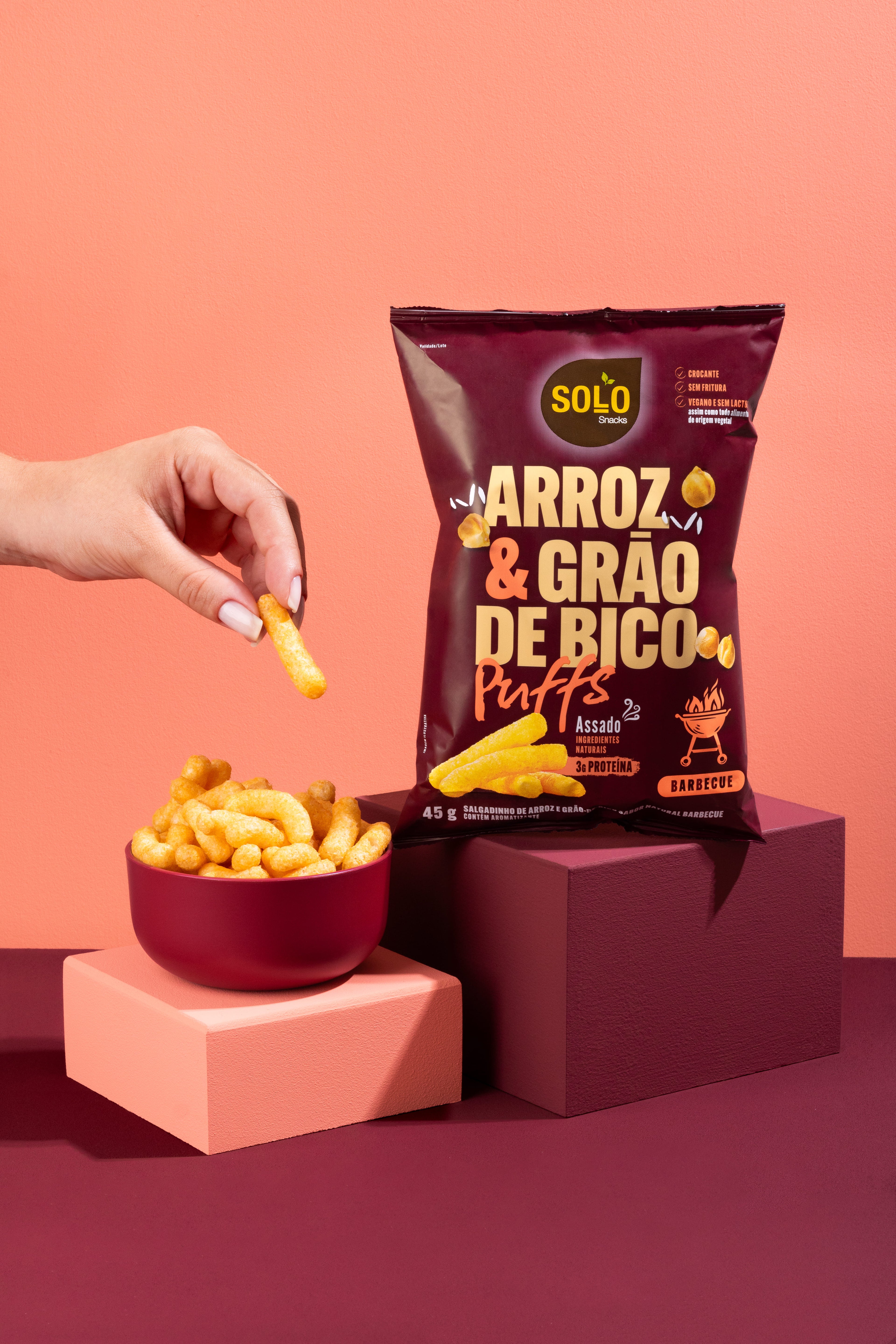 Snack Puffs Arroz & Grão de Bico Barbecue Solo Snacks 45g